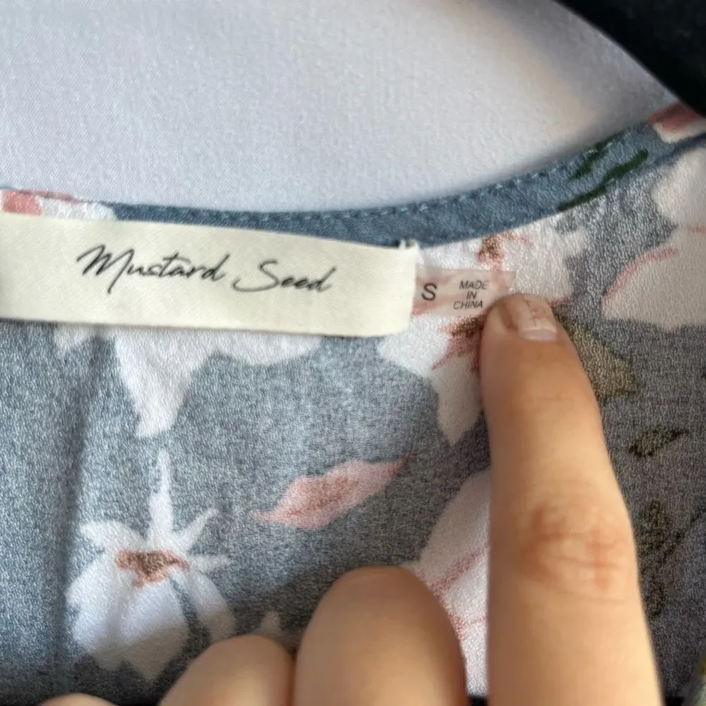 Mustard Seed Blue Floral Tunic Top